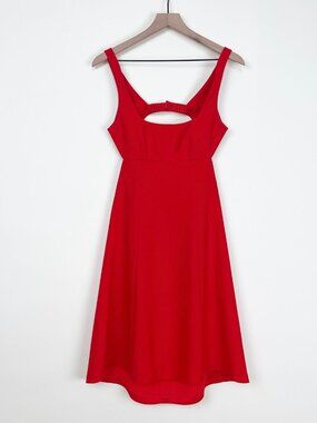Alexander Wang Red Midi Dress Cocktail Wedding Guest Dinner Garden Party A-Line